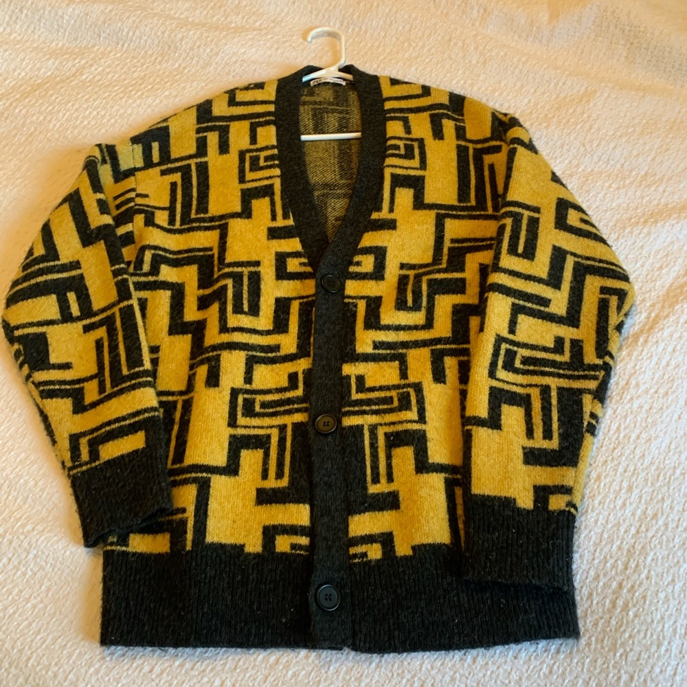 Zara Yellow and Black Geometric Cardigan - Picture 3 of 6